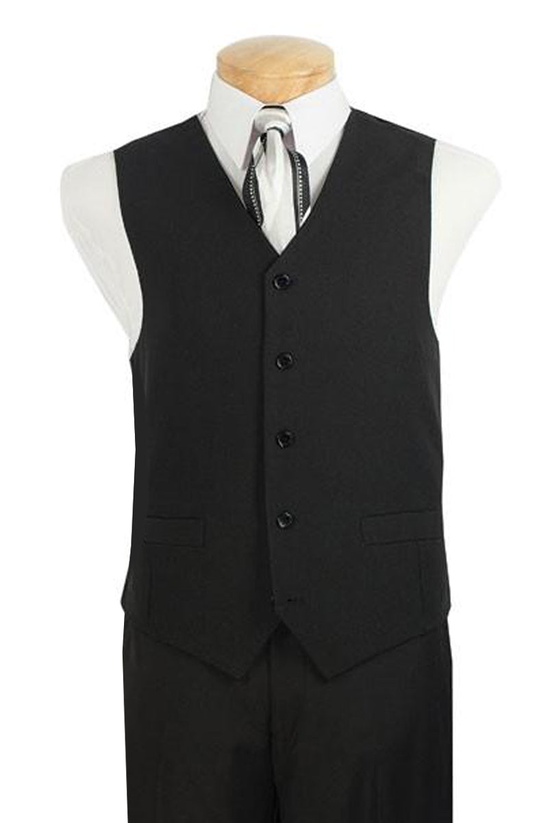 Slim Fit Single Breasted 5 Button Vest (Black) OV-900 main image 1