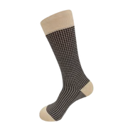 Vannucci Men's Houndstooth Mercerized Cotton Dress Socks - Ivory