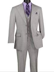 Men’s 3-Piece Textured Weave Regular Fit Suit - Light Gray