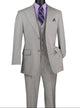 Stello Collection: Light Gray Single-Breasted Regular Fit 3-Piece Suit