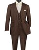 Suitania Collection: Brown 3 Piece Pinstripe Single Breasted Regular Fit Suit