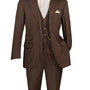 Suitania Collection: Brown 3 Piece Pinstripe Single Breasted Regular Fit Suit