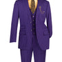 Suitania Collection: Purple 3 Piece Pinstripe Single Breasted Regular Fit Suit