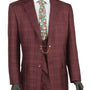 Procyon Collection: Burgundy Glen Plaid Single-Breasted Classic Fit 3-Piece Suit
