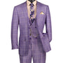 Procyon Collection: Light Purple Glen Plaid Single-Breasted Classic Fit 3-Piece Suit