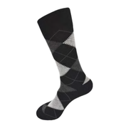 Vannucci Men's Argyle Mercerized Cotton Dress Socks - Black/White