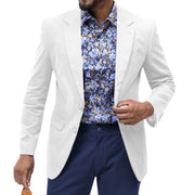 White Solid Color Chino Blazer