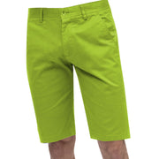 Lime Flat Front Cotton-Blend Chino Shorts - Classic Fit