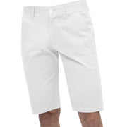 White Flat Front Cotton-Blend Chino Shorts - Classic Fit