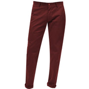 Burgundy Flat Front Chino Pants for Men