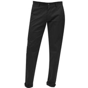 Black Flat Front Chino Pants for Men