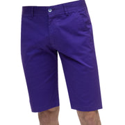 Purple Flat Front Cotton-Blend Chino Shorts - Classic Fit