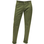 Olive Flat Front Chino Pants for Men