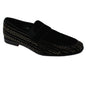 Tarsus Collection: Black & Gold Crystal Studded Velour Moc Toe Smoking Shoes
