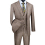 Countess Couture Collection: Tan 3 Piece Glen Plaid Single Breasted Modern Fit Suit