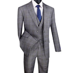 Countess Couture Collection: Grey 3 Piece Glen Plaid Single Breasted Modern Fit Suit