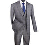 Countess Couture Collection: Grey 3 Piece Glen Plaid Single Breasted Modern Fit Suit