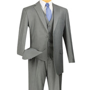 Men’s 3-Piece Solid Suit Regular Fit with Vest - Medium Grey