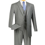 Urbano Collection: Medium Grey 3 Piece Solid Color Single Breasted Regular Fit Suit