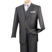 Men’s 3-Piece Solid Suit Regular Fit with Vest - Heather Grey