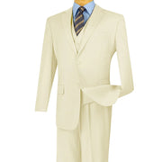 Men’s 3-Piece Solid Suit Regular Fit with Vest - Ivory