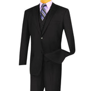 Men’s 3-Piece Solid Suit Regular Fit with Vest - Black