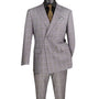 Celestial Collection: Grey 2 Piece Glen Plaid Double Breasted Regular Fit Suit