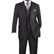 Zeus Zenith Collection: Black 3 Piece Tone-on-Tone Pinstriped Single Breasted Regular Fit Suit