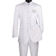 Gentry Glam Collection: White 2 Piece Banded Collar Single Breasted Regular Fit Suit
