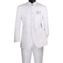 Gentry Glam Collection: White 2 Piece Banded Collar Single Breasted Regular Fit Suit