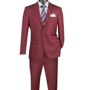 Burgundy 2-Piece Slim Fit Suit with Notch Lapel