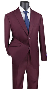 Men’s 2-Piece Solid Single-Breasted Modern Fit Suit - Maroon