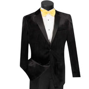 Men’s Slim Fit Velvet 2-Button Tuxedo with Satin Peak Lapel - Black
