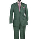 Men’s Regular Fit 2 Piece Glen Plaid Suit with Peak Lapel - Forest Green
