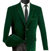Velvet Single-Breasted 2 Button Regular Fit Blazer - Emerald