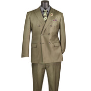 Men’s Double Breasted 2 Piece Suit with Sharkskin Finish - Dusty Green Regular Fit