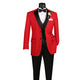 Tempel Collection: Red 4-Piece Regular Fit Tuxedo with Vest and Bow Tie with Adjustable Waistband