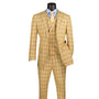 Cadellus Collection: Tan 3-Piece Windowpane Modern Fit Suit - Luxurious Wool Feel