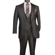 Men’s 3 Piece Single-Breasted Suit Luxury Wool Feel Regular Fit - Black