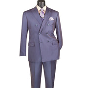Men’s Double Breasted 2 Piece Suit with Sharkskin Finish - Dusty Purple Regular Fit