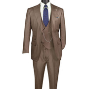 Men’s 3 Piece Single-Breasted Suit Luxury Wool Feel Regular Fit - Deep Taupe