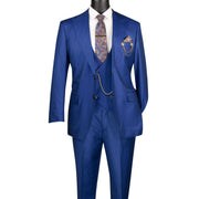 Men’s 3 Piece Single-Breasted Suit Luxury Wool Feel Regular Fit - Estate Blue