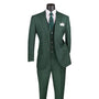 Suitania Collection: Hunter Green 3 Piece Pinstripe Single Breasted Regular Fit Suit