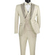 Kraz Collection: Ecru 3-Piece Single-Breasted 1-Button Peak Lapel Slim Fit Suit - Luxury Wool Feel