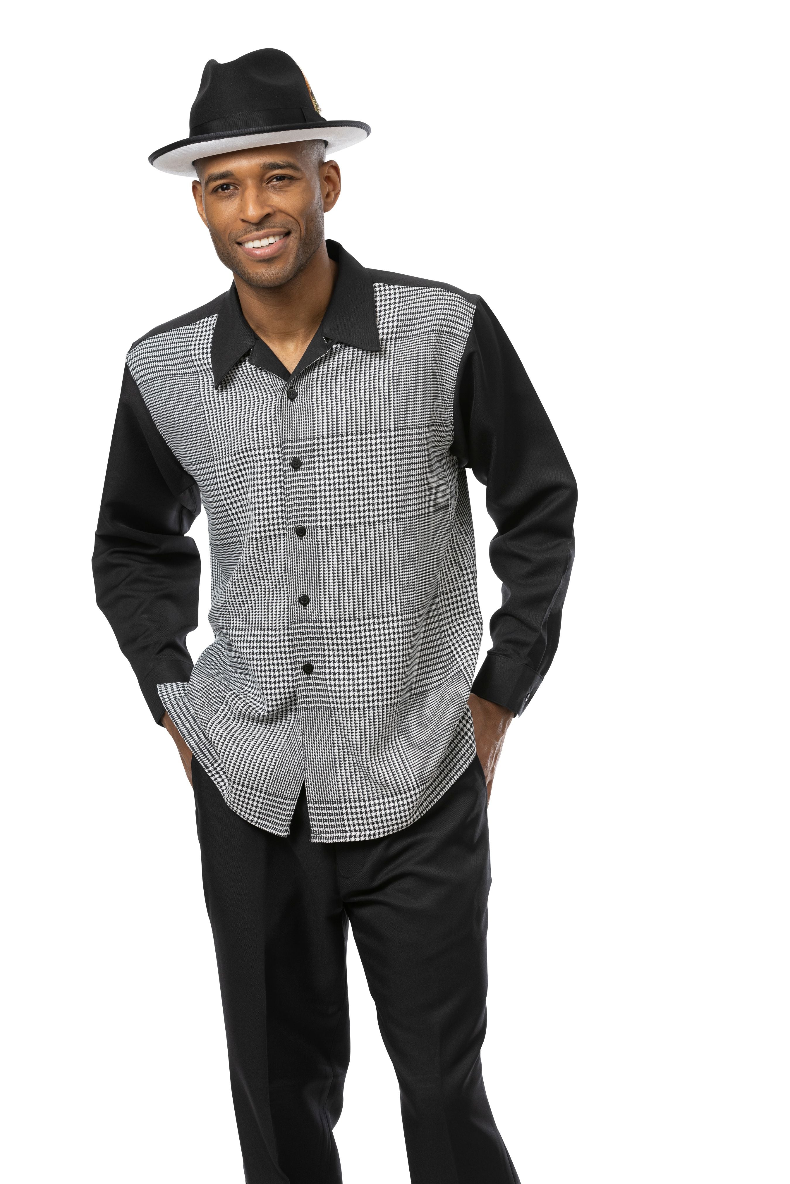 Montique 2-Piece Houndstooth Walking Suit in Black