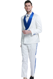 White/Royal Paisley Two-Piece Skinny Fit Suit
