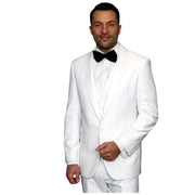 Men’s 3-Piece Tailored Fit Shawl Lapel Tuxedo - White