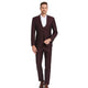 Windowpane 3-Piece Skinny Fit Suit with Double-Breasted Vest - Wine by Tazzio