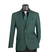 Men’s Single-Breasted Slim Fit Blazer with Side Vents - Hunter