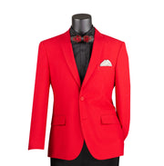 Men’s Single-Breasted Slim Fit Blazer with Side Vents - Red